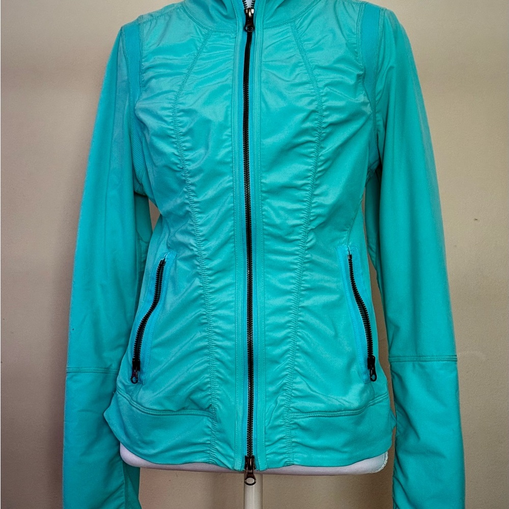 Zella Teal Performance Running Jacket Size Small Zip Front Thumbholes Nordstrom